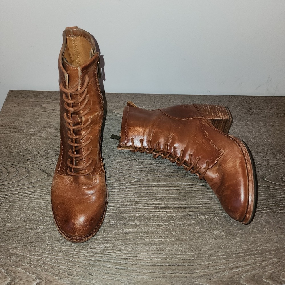 Patricia Nash Sicily Tan Leather Lace Up Ankle Boots 7.5 Boho Whimsigoth Prairie - Picture 8 of 16